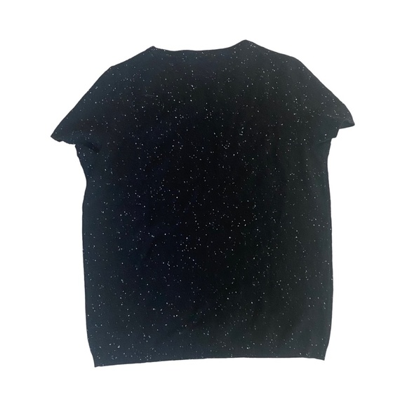 Bloomingdale's Tops - Bloomingdales black cashmere short sleeve blouse top with white speckles M